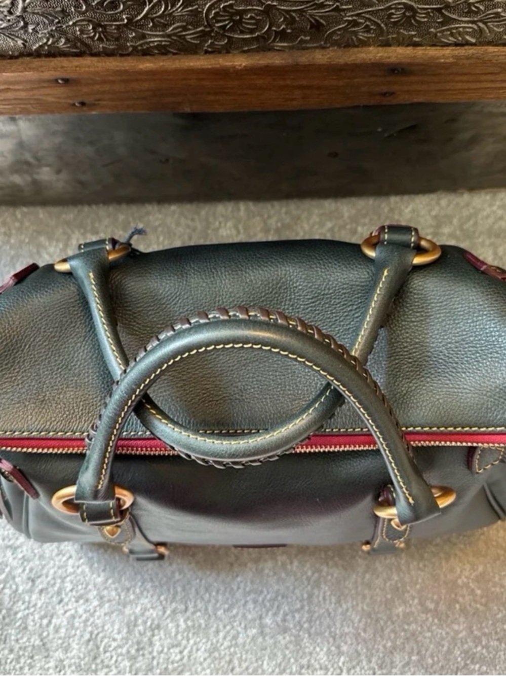 Dooney & Bourke Florentine satchel in Teal with strap - Picture 8 of 12